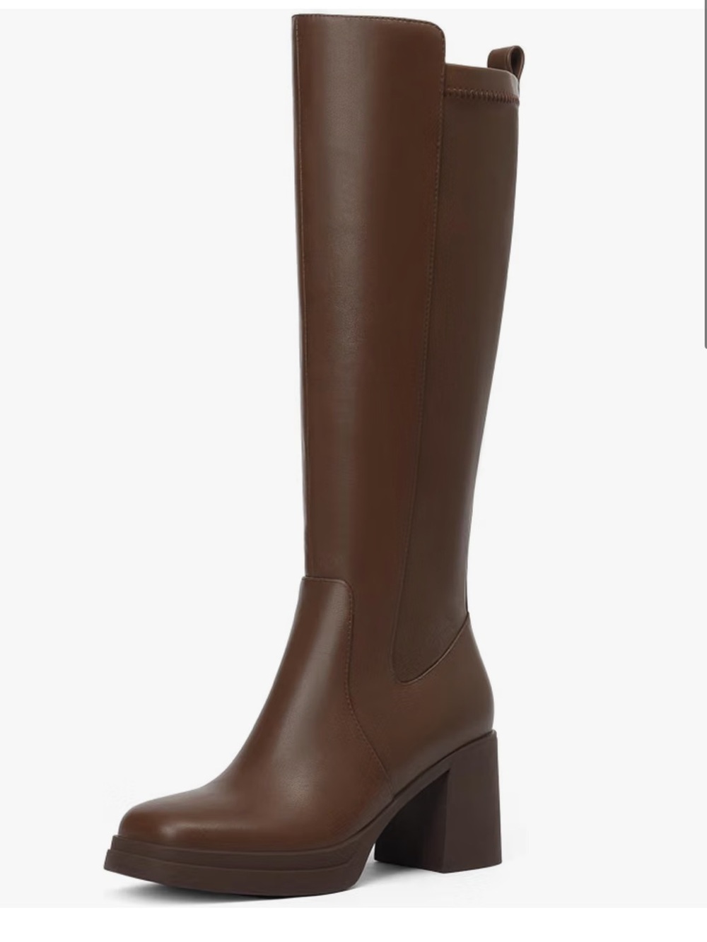 Women's Brown Knee-High Platform Heel Boots
